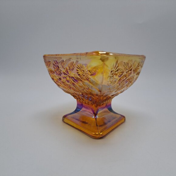 Vintage Indiana Glass Marigold Carnival Glass Pedestal Candy Dish - Picture 5 of 10